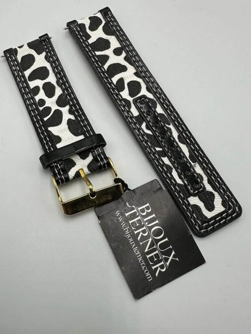 Bijoux Tierner Womens Watch Replacement Band 24MM Animal Print Black White